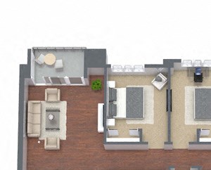 3A – 3 Bedroom 2 Bath Floor Plan Layout – 1455 Square Feet